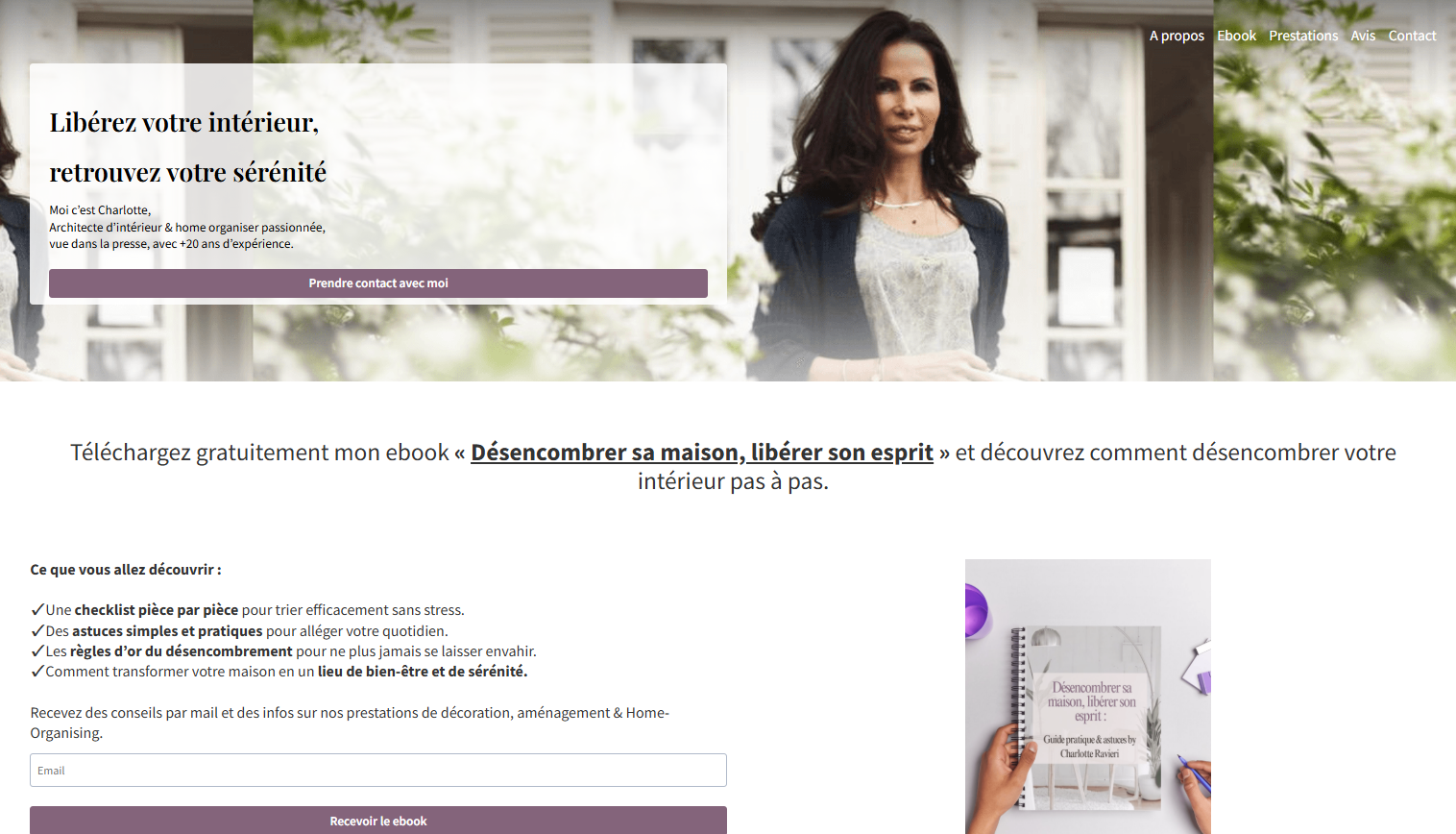 page site web avec system de conversion pour récolter mail